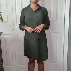 Army Green Button Up Dress